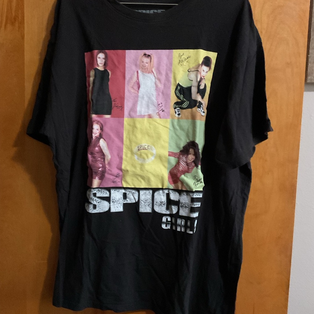 Spice Girls Black Graphic Tee with Color Block Portraits